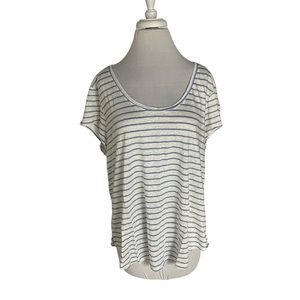 Sanctuary Linen Alma Scoop Tee in Blue & White Stripe Size 2x NWT